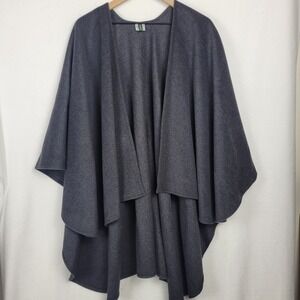 Vintage Avoca Ireland Cape Poncho Gray 80% Wool 20% Cashmere Open Front Wrap OS